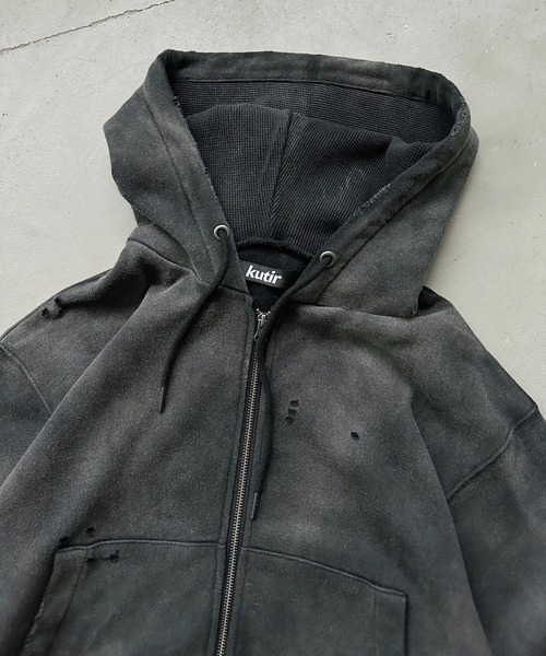 kutir(クティール)の「FADEPROCESSING THERMAL DOCKING DAMAGE ZIP PARKA/フェード加工サーマルドッキングダメージジップパーカー(パーカー・メンズ・杢グレー/ブラウン/ブラック・MEDIUM/LARGE)」の12枚目の写真