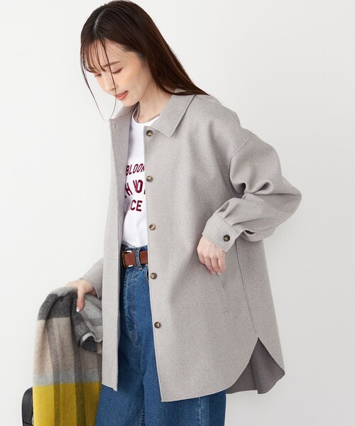 SHIPS Colors:〈手洗い可能〉ライト メルトン 羽織り シャツ（シャツ