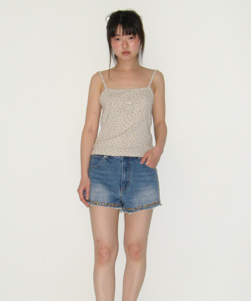 RONRON(ロンロン)の「HEART BUTTON GOLGI SLEEVELESS OATMEAL FLOWER(Tシャツ/カットソー・レディース・その他・FREE)」の2枚目の写真