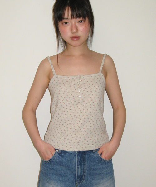 RONRON(ロンロン)の「HEART BUTTON GOLGI SLEEVELESS OATMEAL FLOWER(Tシャツ/カットソー・レディース・その他・FREE)」の4枚目の写真