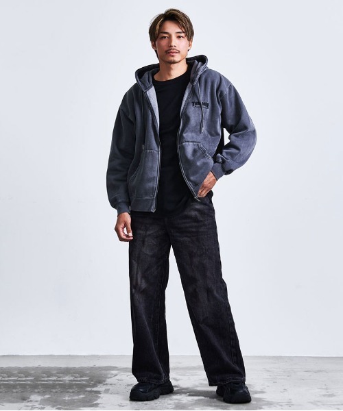 BENUSTA（ベヌスタ）の「『BENUSTA/ベヌスタ』加工ワイドデニムパンツ【GC】（デニムパンツ・メンズ・ネイビー・XL/M）」の2枚目の写真