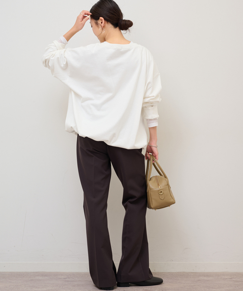 JOURNAL STANDARD relume(ジャーナルスタンダード レリューム)の「《追加》オーバーサイズヘンリーネック(Tシャツ/カットソー・レディース・ブラック/ブラック系その他/ホワイト・FREE)」の10枚目の写真