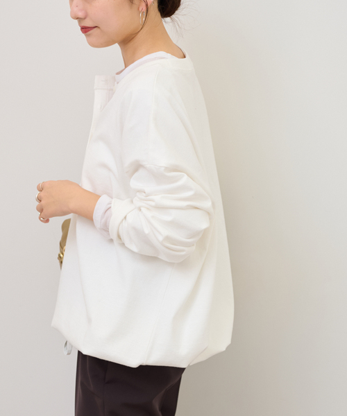 JOURNAL STANDARD relume(ジャーナルスタンダード レリューム)の「《追加》オーバーサイズヘンリーネック(Tシャツ/カットソー・レディース・ブラック/ブラック系その他/ホワイト・FREE)」の12枚目の写真