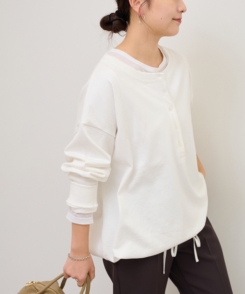 JOURNAL STANDARD relume(ジャーナルスタンダード レリューム)の「《追加》オーバーサイズヘンリーネック(Tシャツ/カットソー・レディース・ブラック/ブラック系その他/ホワイト・FREE)」の13枚目の写真