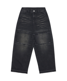 DESTROYED LAYER DENIM PANTS - WASHED BLACK