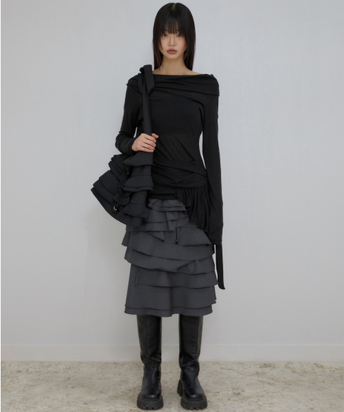 FLAREUP（フレアアップ）の「フェイフリルバッグ（FL-733_ブラック）（ショルダーバッグ・レディース・ブラック・OS）」の4枚目の写真