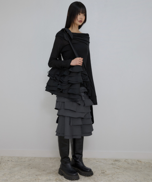 FLAREUP（フレアアップ）の「フェイフリルバッグ（FL-733_ブラック）（ショルダーバッグ・レディース・ブラック・OS）」の5枚目の写真