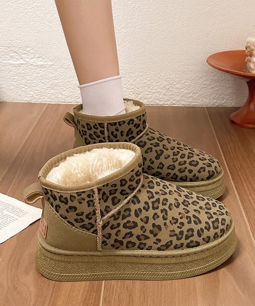 Miniministore(ミニミニストア)の「厚底ムートンブーツ レオパード柄 裏起毛(ブーツ・レディース・キャメル/ベージュ・23.0cm/23.5cm/24.0cm/24.5cm/25.0cm/25.5cm)」の4枚目の写真