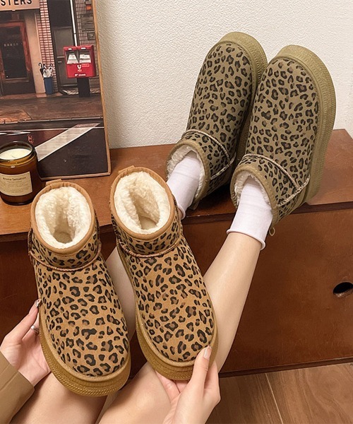 Miniministore(ミニミニストア)の「厚底ムートンブーツ レオパード柄 裏起毛(ブーツ・レディース・キャメル/ベージュ・23.0cm/23.5cm/24.0cm/24.5cm/25.0cm/25.5cm)」の11枚目の写真