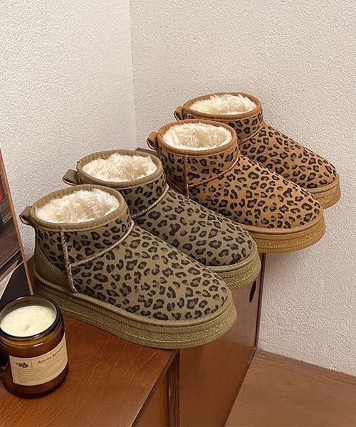 Miniministore(ミニミニストア)の「厚底ムートンブーツ レオパード柄 裏起毛(ブーツ・レディース・キャメル/ベージュ・23.0cm/23.5cm/24.0cm/24.5cm/25.0cm/25.5cm)」の15枚目の写真