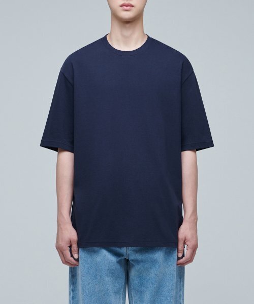 MUSINSA STANDARD（ムシンサスタンダード）の「リラックスフィットクルーネックTシャツ2 [ネイビー]（Tシャツ/カットソー・メンズ・その他・MEDIUM/LARGE/X-LARGE/XX-LARGE/XXX-LARGE/SMALL）」の2枚目の写真