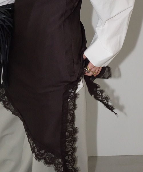 chuclla（チュクラ）の「アシンメトリーレースキャミチュニック chw26s007（ワンピース・レディース・ブラック/ダークブラウン・FREE）」の8枚目の写真