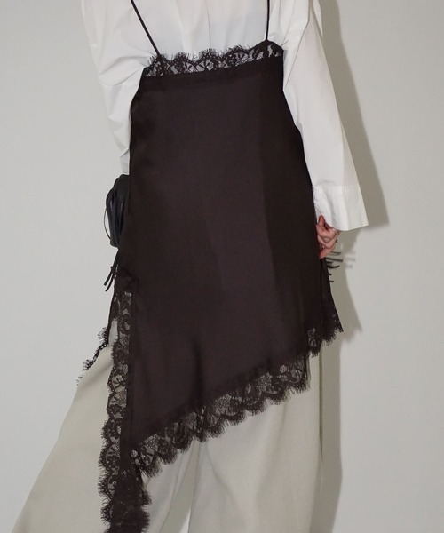 chuclla（チュクラ）の「アシンメトリーレースキャミチュニック chw26s007（ワンピース・レディース・ブラック/ダークブラウン・FREE）」の9枚目の写真