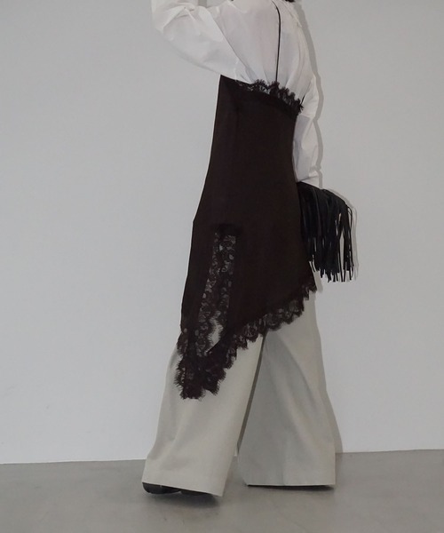 chuclla（チュクラ）の「アシンメトリーレースキャミチュニック chw26s007（ワンピース・レディース・ブラック/ダークブラウン・FREE）」の10枚目の写真