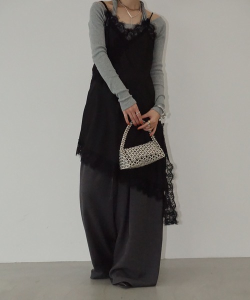 chuclla（チュクラ）の「アシンメトリーレースキャミチュニック chw26s007（ワンピース・レディース・ブラック/ダークブラウン・FREE）」の11枚目の写真