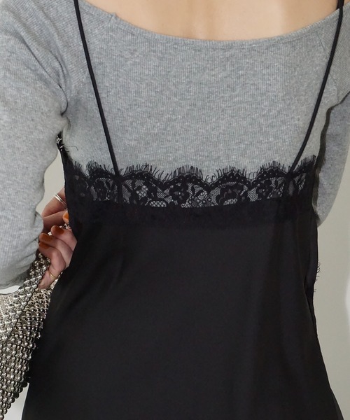 chuclla（チュクラ）の「アシンメトリーレースキャミチュニック chw26s007（ワンピース・レディース・ブラック/ダークブラウン・FREE）」の13枚目の写真