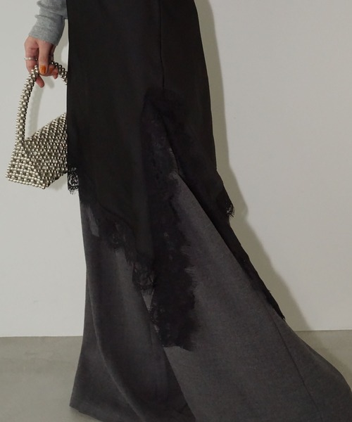 chuclla（チュクラ）の「アシンメトリーレースキャミチュニック chw26s007（ワンピース・レディース・ブラック/ダークブラウン・FREE）」の14枚目の写真