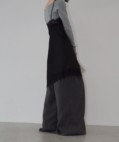 chuclla（チュクラ）の「アシンメトリーレースキャミチュニック chw26s007（ワンピース・レディース・ブラック/ダークブラウン・FREE）」の15枚目の写真