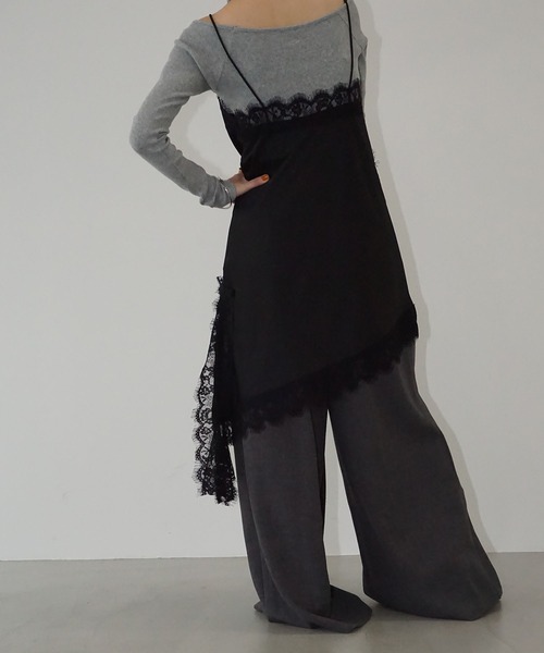 chuclla（チュクラ）の「アシンメトリーレースキャミチュニック chw26s007（ワンピース・レディース・ブラック/ダークブラウン・FREE）」の17枚目の写真