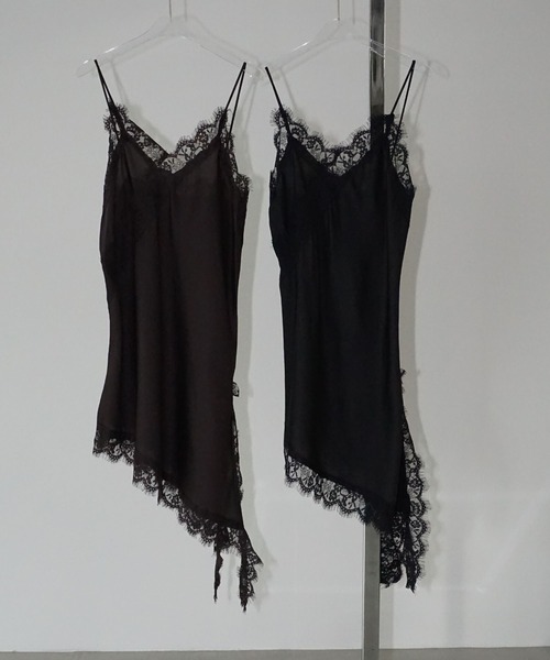 chuclla（チュクラ）の「アシンメトリーレースキャミチュニック chw26s007（ワンピース・レディース・ブラック/ダークブラウン・FREE）」の18枚目の写真