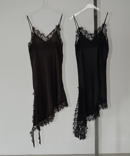 chuclla（チュクラ）の「アシンメトリーレースキャミチュニック chw26s007（ワンピース・レディース・ブラック/ダークブラウン・FREE）」の19枚目の写真