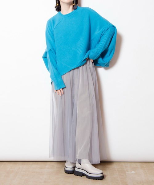 OSMOSIS（オズモーシス）の「変形ニットプルオーバー（ニット/セーター・レディース・オレンジ/ライトグレー/ブルー/ブラック/ライトグリーン・ONE SIZE）」の14枚目の写真