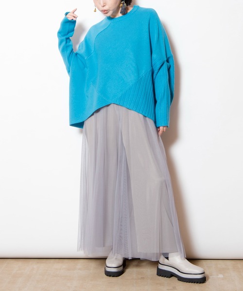 OSMOSIS（オズモーシス）の「変形ニットプルオーバー（ニット/セーター・レディース・オレンジ/ライトグレー/ブルー/ブラック/ライトグリーン・ONE SIZE）」の15枚目の写真