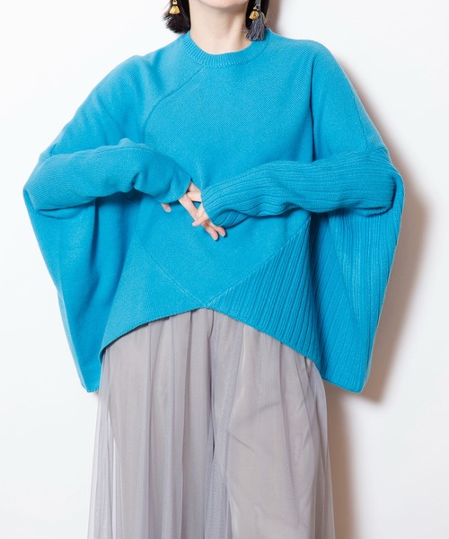 OSMOSIS（オズモーシス）の「変形ニットプルオーバー（ニット/セーター・レディース・オレンジ/ライトグレー/ブルー/ブラック/ライトグリーン・ONE SIZE）」の17枚目の写真