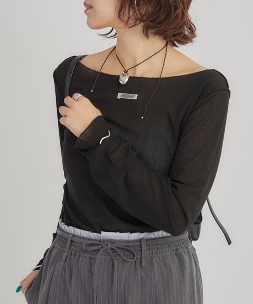 mystic(ミスティック)の「2wayシアーロンT(Tシャツ/カットソー・レディース・オフホワイト/アイボリー/ブラック・FREE)」の3枚目の写真