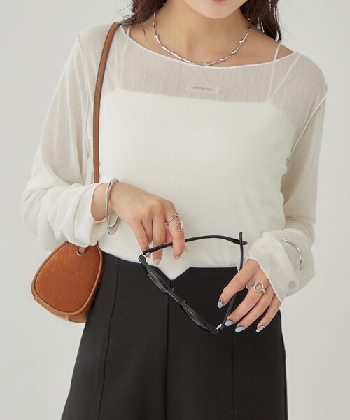 mystic(ミスティック)の「2wayシアーロンT(Tシャツ/カットソー・レディース・オフホワイト/アイボリー/ブラック・FREE)」の4枚目の写真