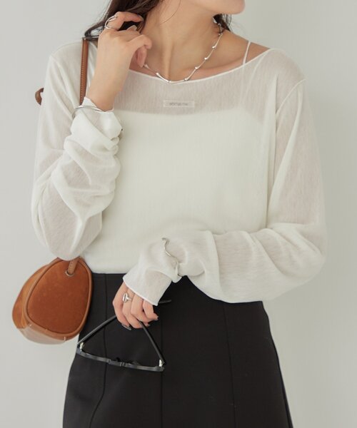 mystic(ミスティック)の「2wayシアーロンT(Tシャツ/カットソー・レディース・オフホワイト/アイボリー/ブラック・FREE)」の5枚目の写真