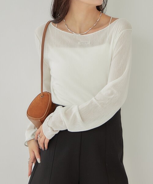 mystic(ミスティック)の「2wayシアーロンT(Tシャツ/カットソー・レディース・オフホワイト/アイボリー/ブラック・FREE)」の6枚目の写真