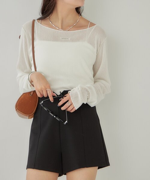 mystic(ミスティック)の「2wayシアーロンT(Tシャツ/カットソー・レディース・オフホワイト/アイボリー/ブラック・FREE)」の10枚目の写真