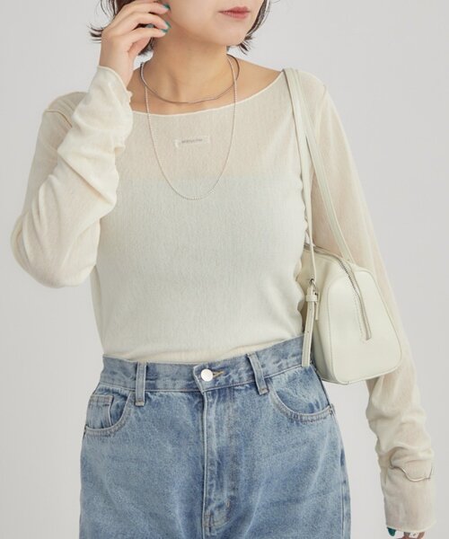 mystic(ミスティック)の「2wayシアーロンT(Tシャツ/カットソー・レディース・オフホワイト/アイボリー/ブラック・FREE)」の15枚目の写真