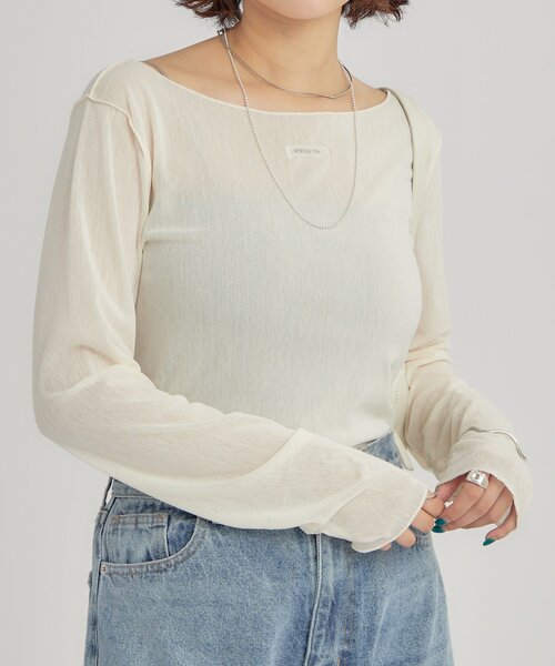 mystic(ミスティック)の「2wayシアーロンT(Tシャツ/カットソー・レディース・オフホワイト/アイボリー/ブラック・FREE)」の17枚目の写真