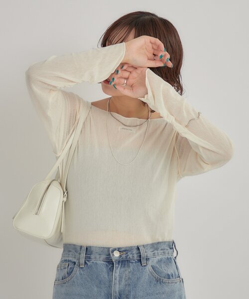 mystic(ミスティック)の「2wayシアーロンT(Tシャツ/カットソー・レディース・オフホワイト/アイボリー/ブラック・FREE)」の20枚目の写真