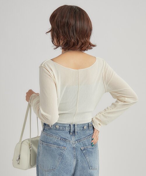 mystic(ミスティック)の「2wayシアーロンT(Tシャツ/カットソー・レディース・オフホワイト/アイボリー/ブラック・FREE)」の21枚目の写真