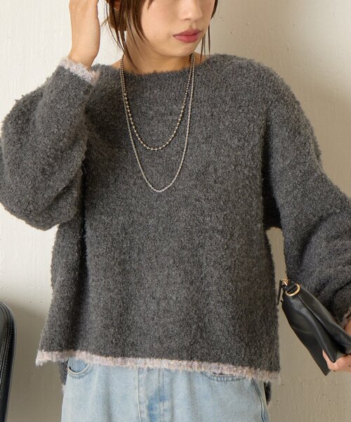 Jena espace merveilleux(ジェナ エスパスメルヴェイユ)の「バイカラークルーニット(ニット/セーター・レディース・チャコールグレー/イエロー/ベージュ・FREE)」の10枚目の写真