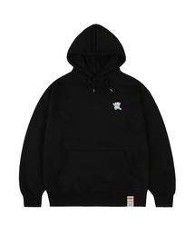 [UNISEX]スモール クラウド ベアスマイル フードパーカー_ブラック