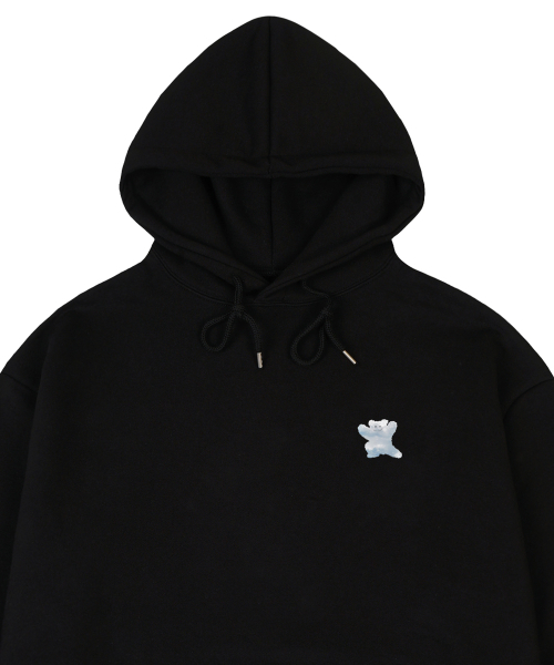 GRAVER（グレーバー）の「[UNISEX]スモール クラウド ベアスマイル フードパーカー_ブラック（パーカー・レディース・ブラック・SMALL/MEDIUM/LARGE/X-LARGE）」の3枚目の写真