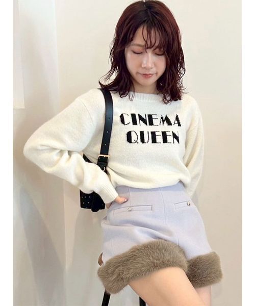 LILY BROWN(リリーブラウン)の「CINEMA QUEEN"ニットトップス(ニット/セーター・レディース・ホワイト/ミント/ブラック・F)」の1枚目の写真