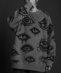 MONOCHROME（モノクローム）の「【MONOCHROME】 Loose Silhouette “EYE” Design Knit / ルーズシルエット "アイ” デザインニット / ユニセックス / ビッグシルエット（ニット/セーター）」