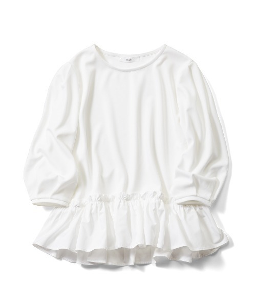 IEDIT(イディット)の「IEDIT コーデ甘く華やぐ フリルヘムトップス(Tシャツ/カットソー・レディース・ブラック/チャコールグレー/ホワイト・M/L/LL/3L/S)」の12枚目の写真