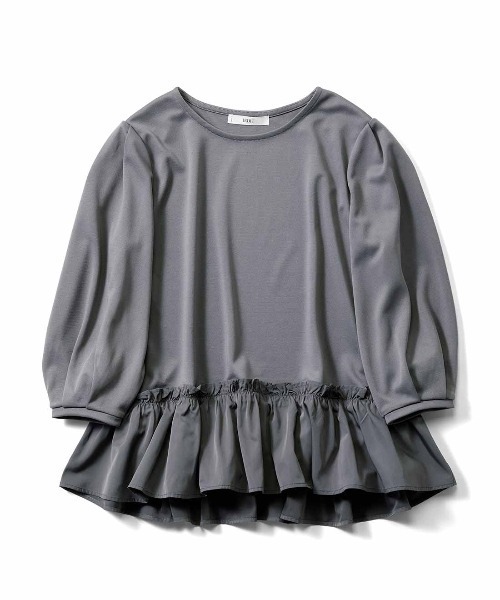 IEDIT(イディット)の「IEDIT コーデ甘く華やぐ フリルヘムトップス(Tシャツ/カットソー・レディース・ブラック/チャコールグレー/ホワイト・M/L/LL/3L/S)」の13枚目の写真