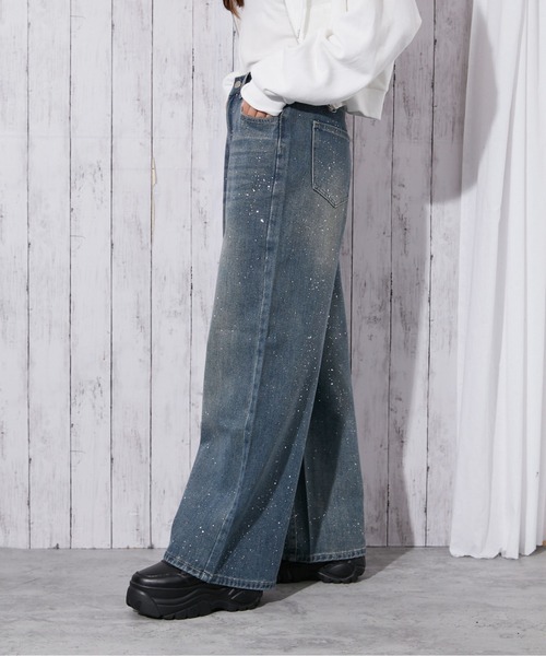 GORGE(ゴージ)の「《ラメ飛ばしデニム》レディース ストレートパンツ ノンストレッチ クール見え 秋冬(その他パンツ・レディース・ブラック/ブルー・S/M)」の5枚目の写真