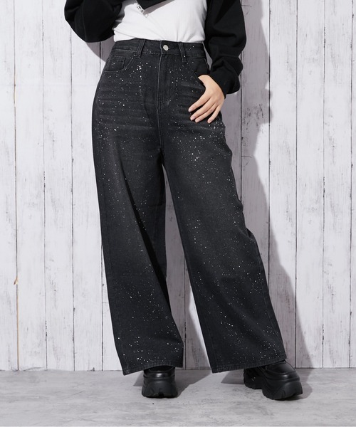 GORGE(ゴージ)の「《ラメ飛ばしデニム》レディース ストレートパンツ ノンストレッチ クール見え 秋冬(その他パンツ・レディース・ブラック/ブルー・S/M)」の7枚目の写真