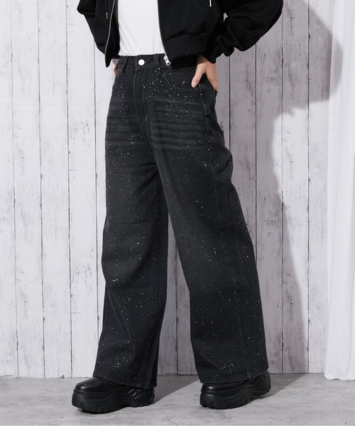 GORGE(ゴージ)の「《ラメ飛ばしデニム》レディース ストレートパンツ ノンストレッチ クール見え 秋冬(その他パンツ・レディース・ブラック/ブルー・S/M)」の8枚目の写真