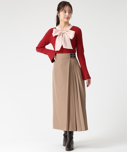 31 Sons de mode（トランテアン　ソン　ドゥ　モード）の「2025秋冬新作 シアーボウタイリブニット（ニット/セーター・レディース・オフホワイト/レッド/ブラック・ﾌﾘ-）」の9枚目の写真