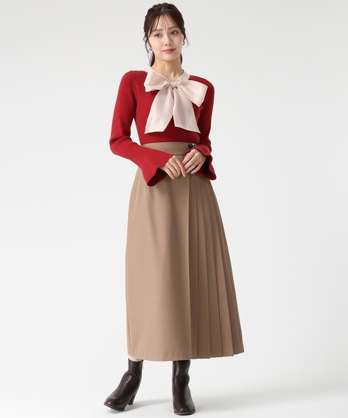 31 Sons de mode（トランテアン　ソン　ドゥ　モード）の「2025秋冬新作 シアーボウタイリブニット（ニット/セーター・レディース・オフホワイト/レッド/ブラック・ﾌﾘ-）」の11枚目の写真