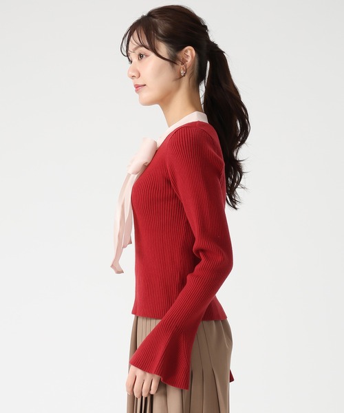 31 Sons de mode（トランテアン　ソン　ドゥ　モード）の「2025秋冬新作 シアーボウタイリブニット（ニット/セーター・レディース・オフホワイト/レッド/ブラック・ﾌﾘ-）」の19枚目の写真